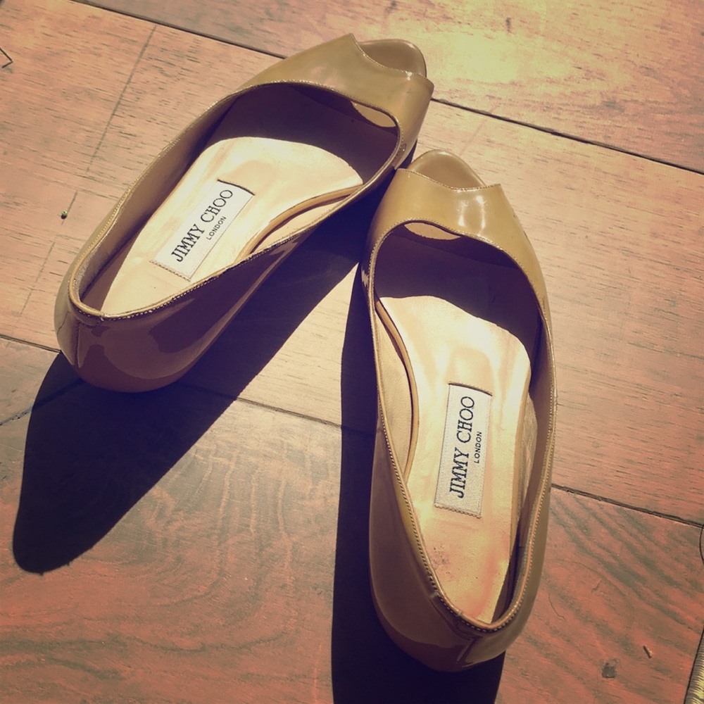 JIMMY CHOO TAN FLATS